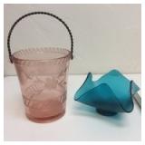 Mid Century Modern Folded Handkerchief Glass Candy Dish