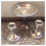 Sterling Silver Dish & Candleholders