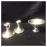 Sterling Silver Bowl & Candleholders