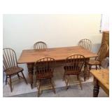 Vintage Solid Wood Dining Table And 6 Chairs