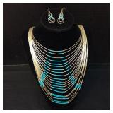 Sterling Silver & Turquoise Necklace & Earrings