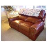 Brown Leather Recliner Love Seat