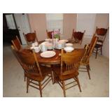 60" Oak Dining 8 Chairs