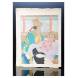 Rare Paul Jacoulet Woodblock Print "Une Histoire Trs Drle Mongols" c.1940s