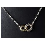 David Yurman 18k Gold Sterling Silver Belmont Curb Link Cable Necklace 17in