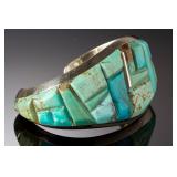 Navajo Emery Yazzie Turquoise Cobblestone Sterling Silver Cuff Bracelet ELY