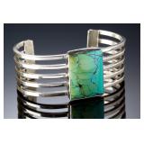 Navajo Leroy Begay Turquoise Sterling 5-Bar Cuff Bracelet Native American