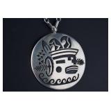 Hopi Benjamin Tzunie Jr. Silver Overlay Kachina Pendant Necklace Native American