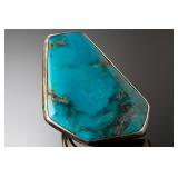 Large Native American Turquoise Sterling Silver Ring Signed R & RLIN SZ 7