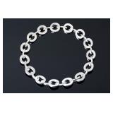 Heavy Taxco Mexico Sterling Silver Modernist Link Choker Necklace 111g