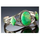 Running Bear Trading Sterling Silver Gaspeite Native American Cuff Bracelet