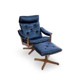 MCM Lied Mbler Norwegian Swivel Lounge Chair and Ottoman