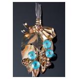 Vintage Hobe 1/20th 14K Gold Filled Sterling Silver Floral Bouquet Brooch Pin