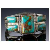 Running Bear Trading Sterling Silver & Turquoise Native American Cuff Bracelet