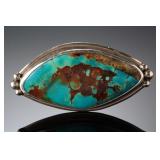 Native American Turquoise Sterling Silver Ring, Adjustable Sz 8-10, Signed AF