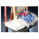 Vintage Handcrafted Navajo Weaving Loom Display with Weaver Doll Folk Art