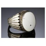 Vintage Navajo White Buffalo Turquoise Sterling Silver Ring SZ 11 Native American