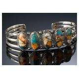 Philippines 925 Sterling Silver Spiny Oyster Turquoise Cuff Bracelet