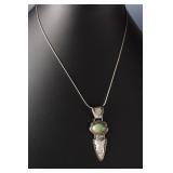 Running Bear Trading Sterling Silver Turquoise Arrowhead Pendant Necklace Gallup Native American