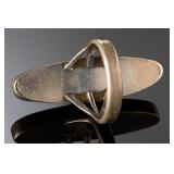 Vintage Native American Sterling Silver Turquoise Inlay Long Oval Ring Size 6.25