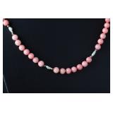 Pink Coral & Freshwater Pearl Beaded Necklace 28in Long, 49.64g