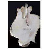 Navajo Turquoise Sterling Silver Leaf Floral Pendant Signed ST Native American