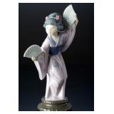 Vintage Lladro 4991 Japanese Girl with Fan Porcelain Figurine, DAISA 1978
