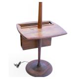 Vintage MCM Walnut Floor Lamp Side Table Magazine Rack Combo
