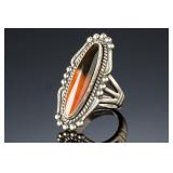 Navajo Rainbow Petrified Wood Sterling Silver Ring Native American SZ 6.25