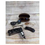 Mixed Lot: Gucci Sunglasses, Eyeglasses, Vintage Frames & New Smith & Wesson Knife