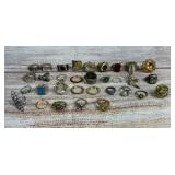 Vintage Costume Jewelry Ring Lot (31) - Sterling Silver Incl. - Unsearched