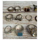 Vintage Costume Jewelry Ring Lot (31) - Sterling Silver Incl. - Unsearched