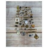 Lot of 50 Vintage Mixed Pins, Pendants & Brooches, Sterling Silver Included