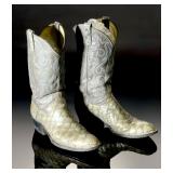Vintage Dan Post Anteater Cowboy Boots Gray Exotic Skin Western Size 10 B