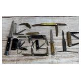 Vintage Mixed Lot 12 Pocket Knives, Automatic Switchblades, Multi-Tool