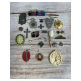 Lot of 25 Assorted Vintage Pins, Pendants & Charms - Sterling Silver & Costume