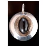 Modernist Sterling Silver & Onyx Shadow Box Pendant - 10.5g