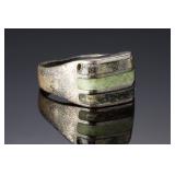 Vintage Modernist Gaspeite & Pyrite INLAY Ring - Size 7.5 - Unsigned