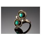 Native American Turquoise Silver Petite Ring, Size 3