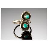 Native American Turquoise Silver Petite Ring, Size 3