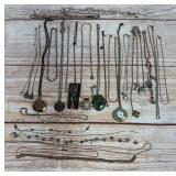 Lot of 30 Necklaces: Mixed Costume & 3 Sterling Silver, Various Styles