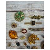 Vintage Costume Jewelry Lot: 40 Pins, Pendants, Brooches, Tie Clips - Diverse Collection