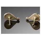 Vintage Navajo Sterling Silver & Coral Teardrop Post Earrings Native American