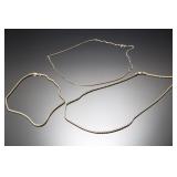 Lot of 3 Vintage .925 Sterling Silver Necklaces - Box, Rope & Serpentine Chains