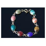 Vintage Multi-Stone Scarab Bracelet | Egyptian Revival Costume Jewelry