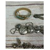 Vintage Costume Charm Bracelets & Assorted Jewelry Lot (9 pcs)