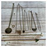 Costume Jewelry Necklace Lot (13) - Various Styles & Tones, Mixed Wear