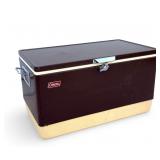 Vintage Coleman Brown Metal Ice Chest Cooler Camping Retro