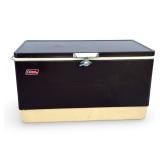 Vintage Coleman Brown Metal Ice Chest Cooler Camping Retro