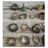 Lot of 33 Vintage Costume Jewelry Rings Rhinestone Faux Gem Unsearched Estate